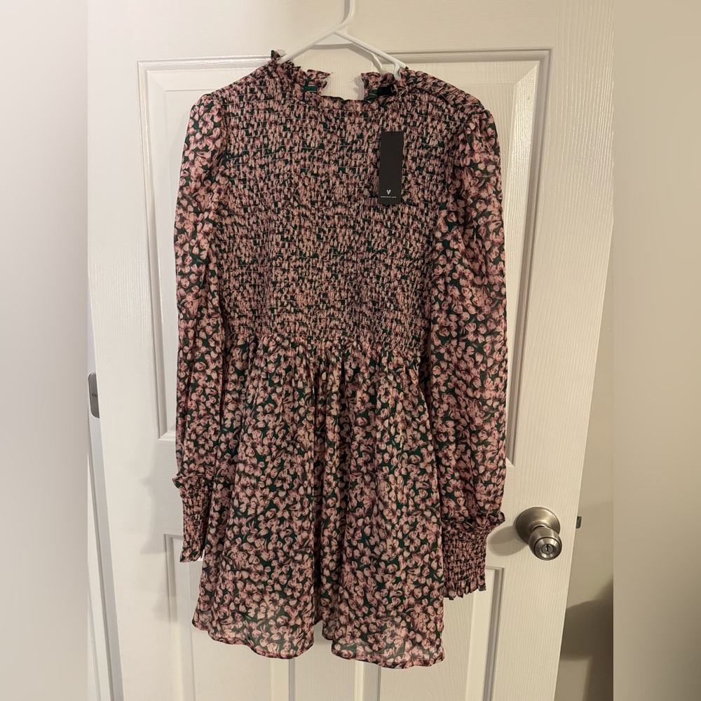 Lulu's Pink and Green Floral Smocked Dress